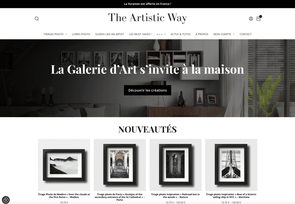 Page d'accueil site The Artistic Way screenshot - Jérôme Correia